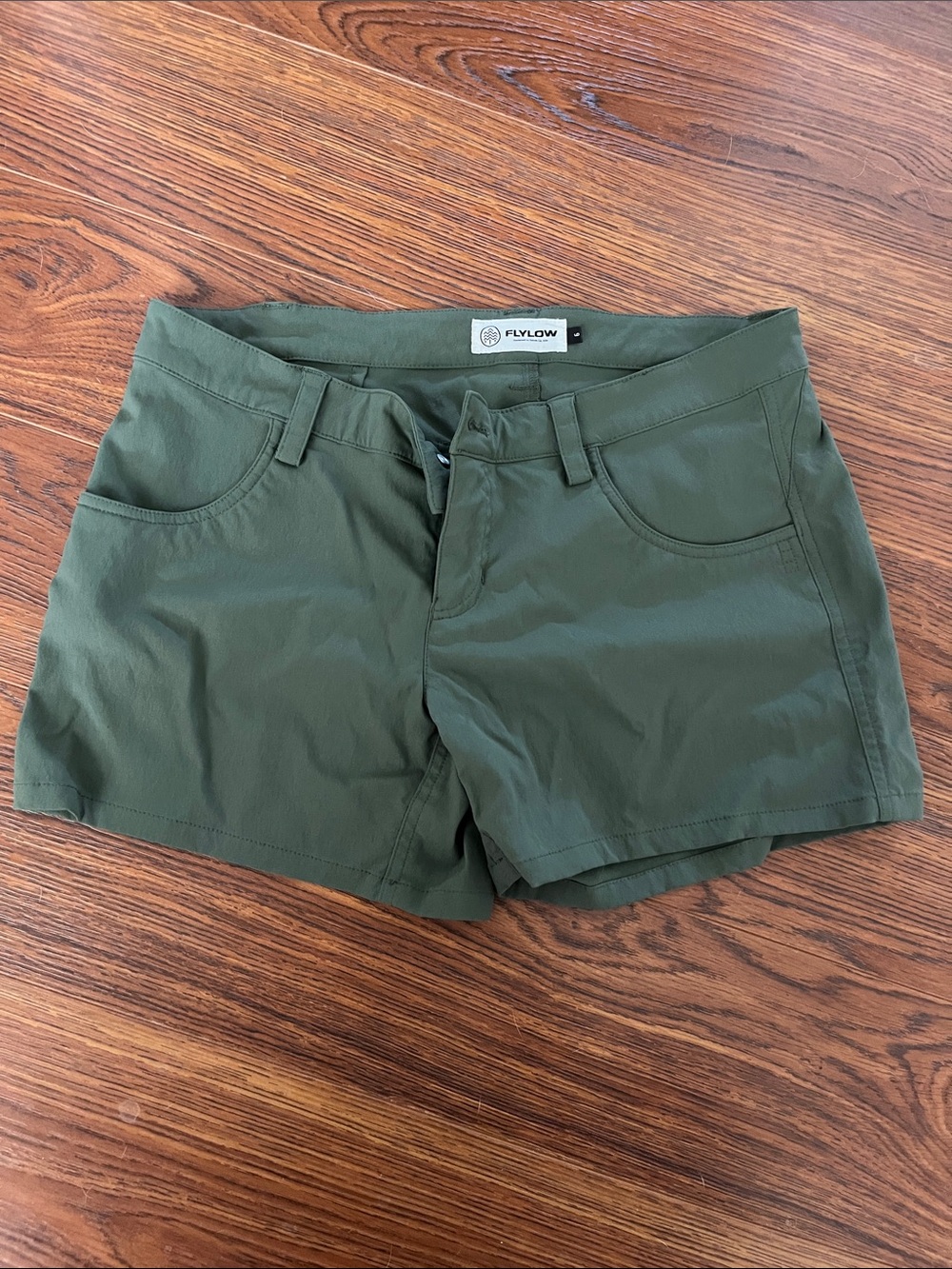 Women's Olive Green Stretch Shorts FLYLOW